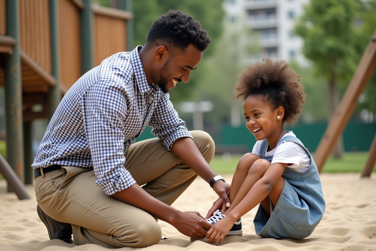 Un éducateur aide une fille à l
