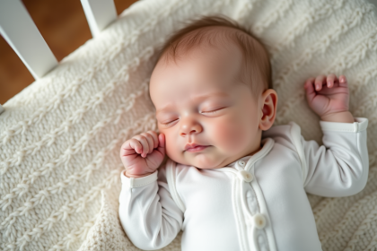 Bébé fille endormie paisiblement dans une nurserie moderne