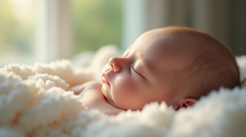 Bébé nouveau-né dormant paisiblement avec lumière naturelle