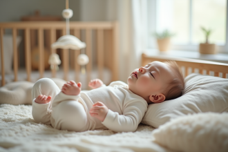 Bébé de six mois endormi dans une chambre moderne