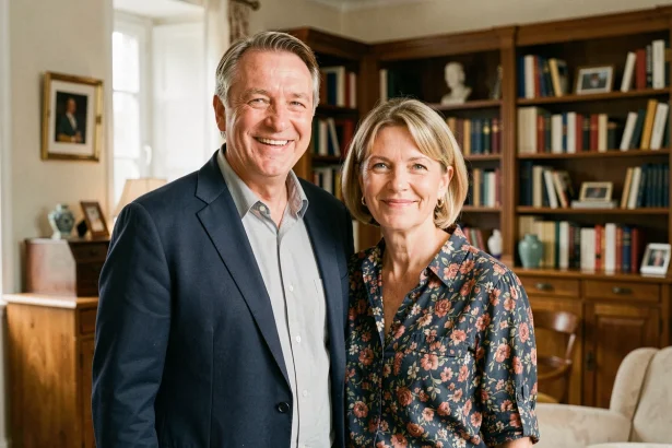 Bernard Mabille et sa compagne dans un appartement parisien, couple complice et souriant