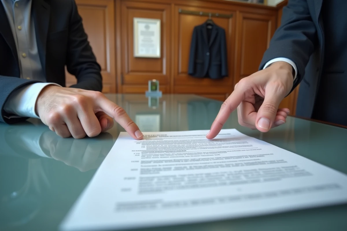 Deux personnes consultant ensemble une attestation sur l'honneur lors d'un rendez-vous administratif