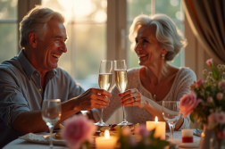 Couple de 50 ans célébrant leur anniversaire de mariage