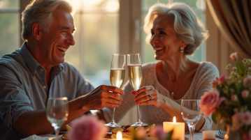 Couple de 50 ans célébrant leur anniversaire de mariage