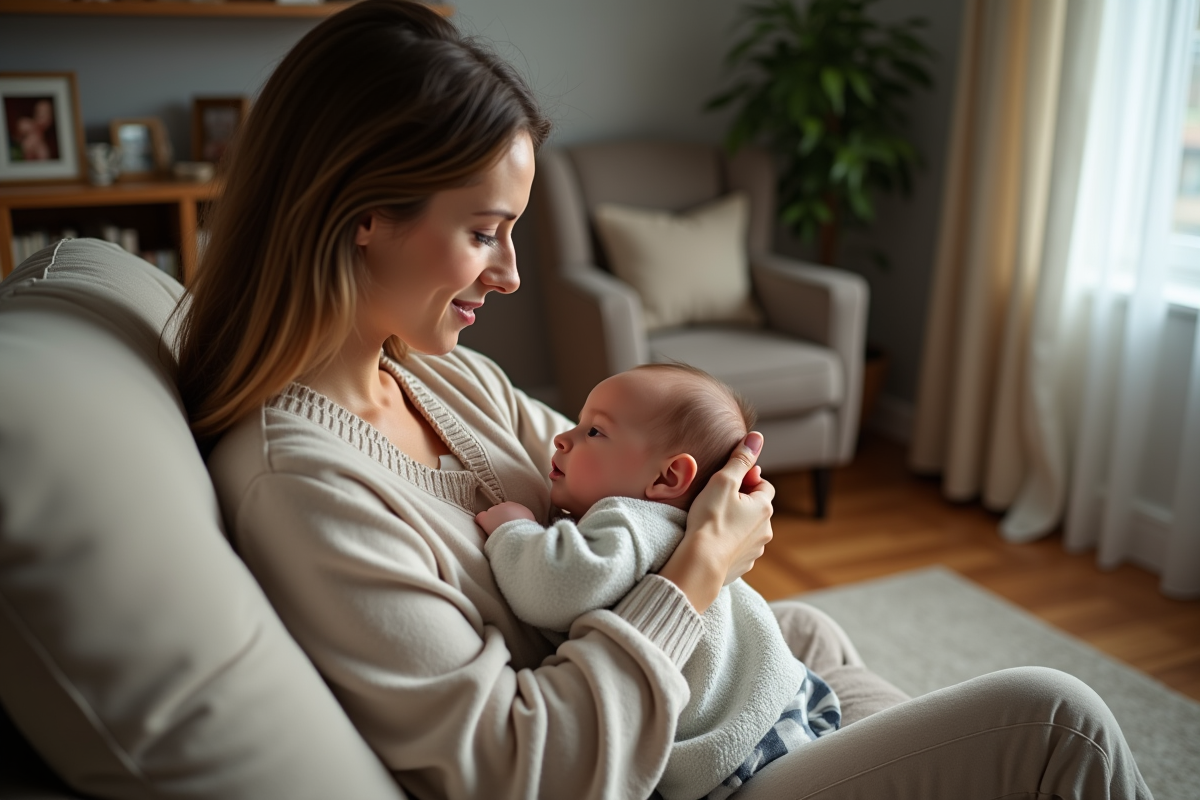 Maman tenant son bébé lors d